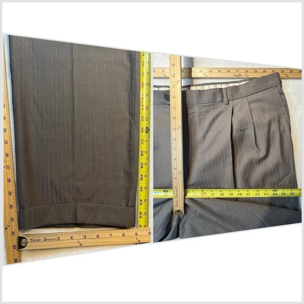 Ermenegildo Zegna Su Misura 48x50L 43x32 ROM Taupe Brown Tonal Stripe Suit